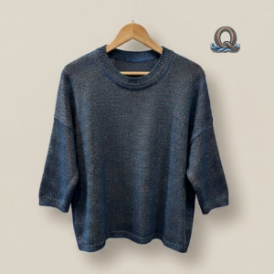 Remeron Merino Azul con Lúrex Multicolor "A Brillar Mi Amor"